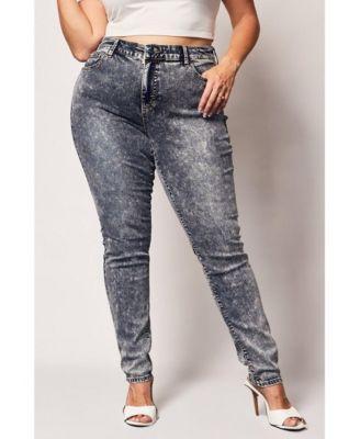 Plus Size Denim High Rise Skinny Jeans Product Image