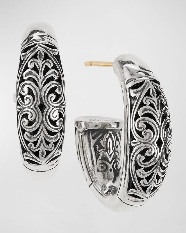 Sterling Silver Etched Hoop Earrings Product Image