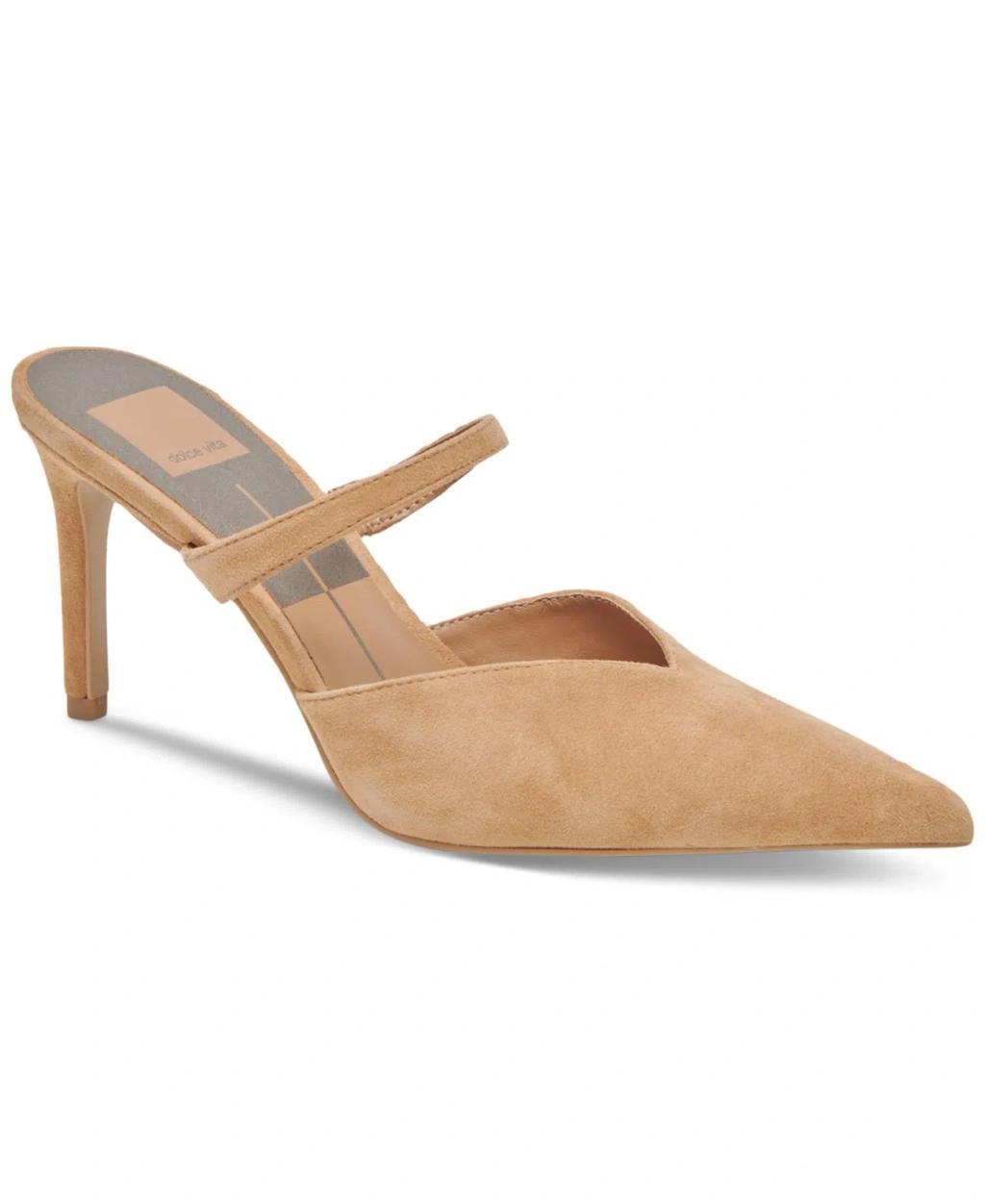 Women's Kanika Pointed Toe Embellished Slip On High Heel Pumps In Tan Suede Product Image