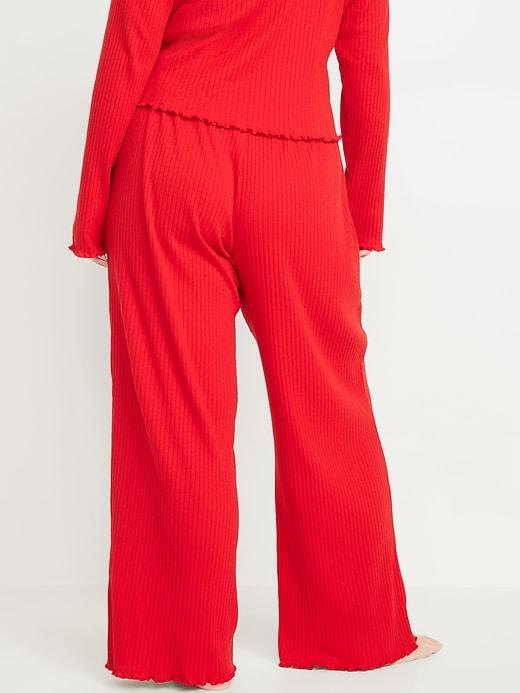 High-Waisted Ribbed Pajama Pants Product Image