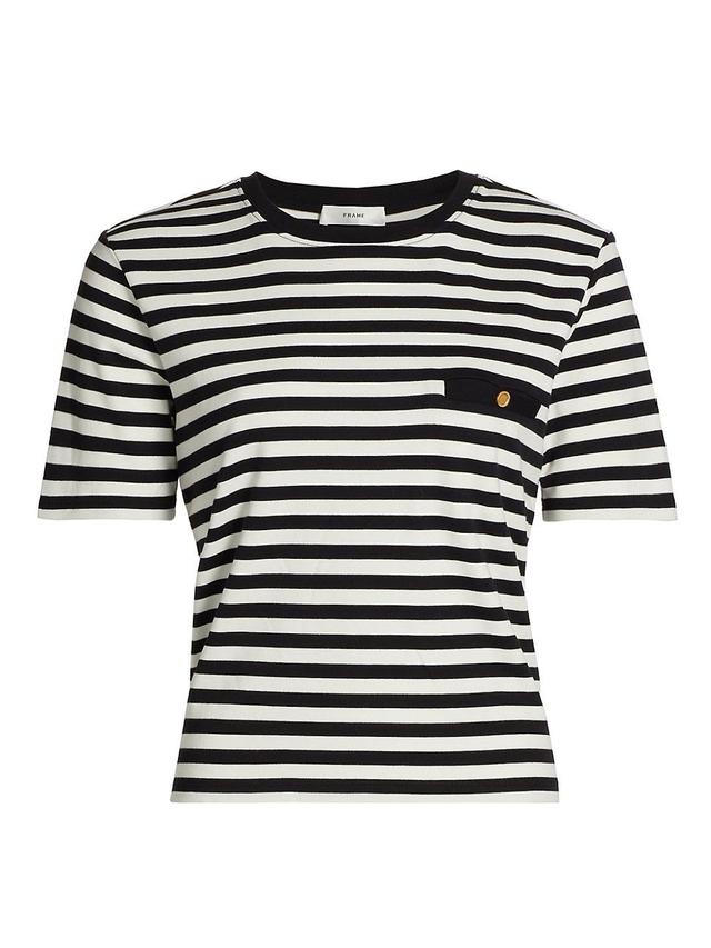 Womens Striped Cotton Pocket T-Shirt Product Image