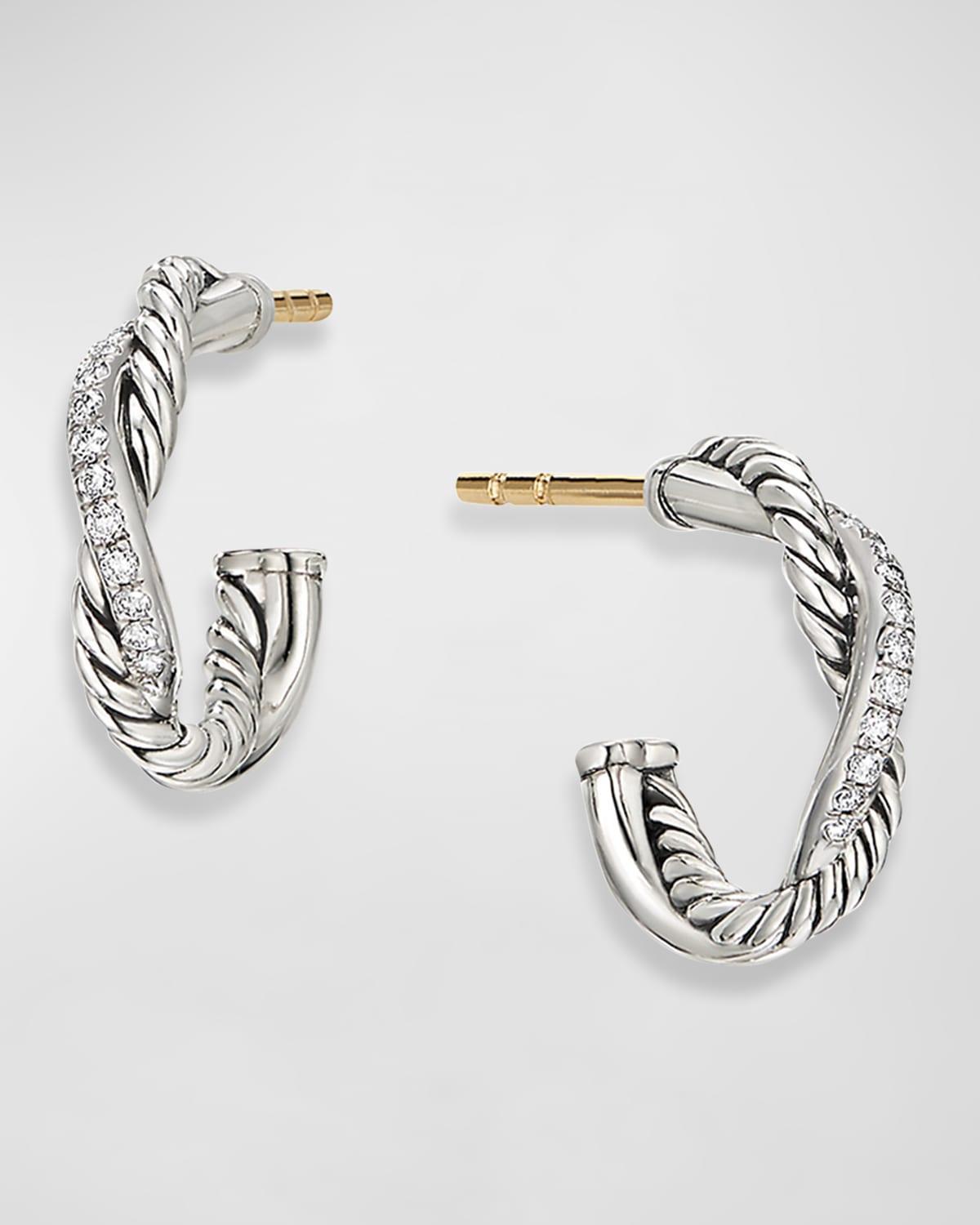 Womens Petite Infinity Huggie Hoop Earrings With Diamonds - Silver Product Image