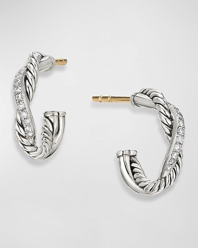 Womens Petite Infinity Huggie Hoop Earrings With Diamonds - Silver Product Image