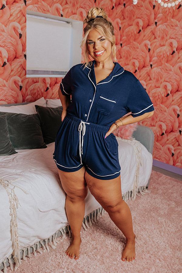 Classic Cuddles Pajama Shorts In Navy Curves Product Image