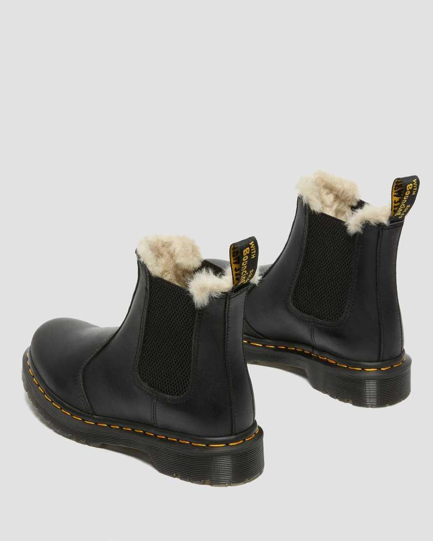 Dr. Martens Womens 2976 Leonore Burnished Faux Fur Block Heel Lug Sole Chelsea Booties Product Image