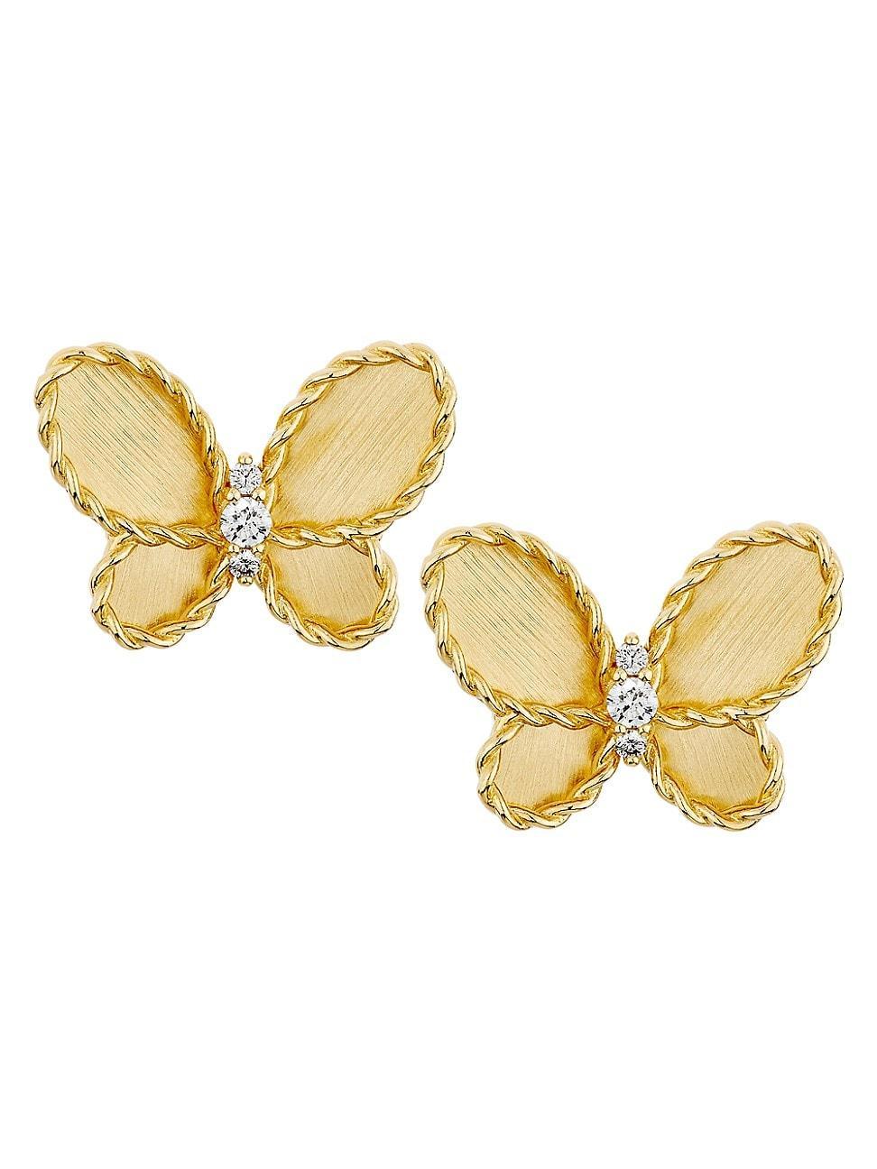 Womens Jasmine 18K Yellow Gold & 0.09 TCW Diamond Butterfly Earrings Product Image