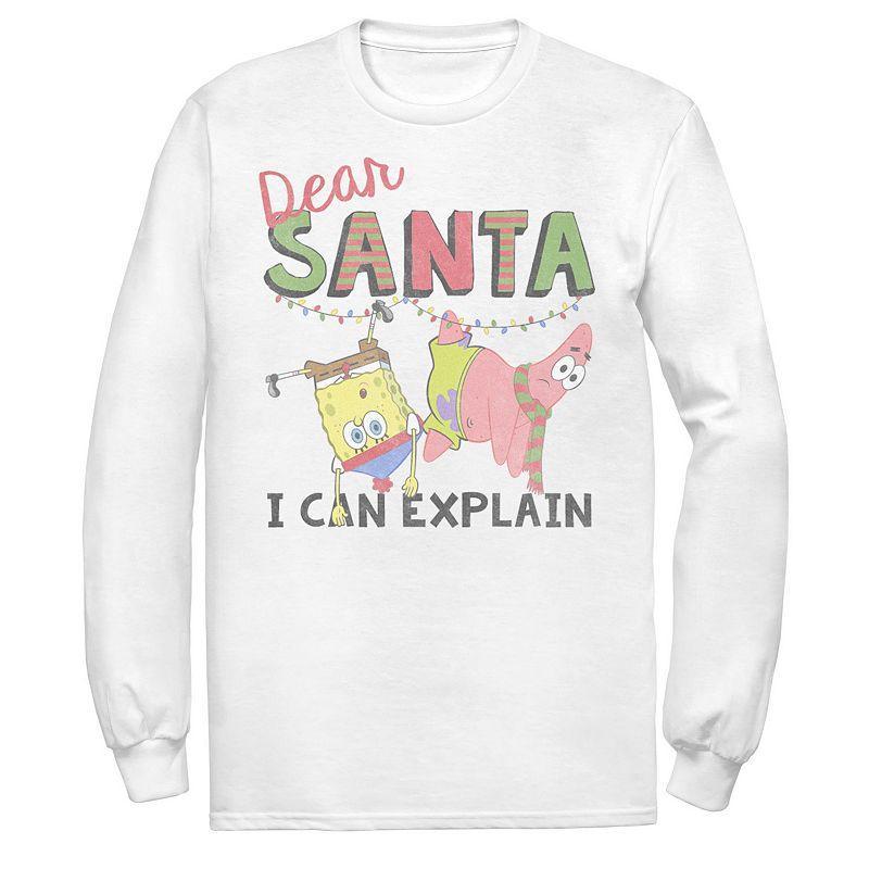 Mens Nickelodeon SpongeBob SquarePants Santa I Can Explain Long Sleeve Graphic Tee Product Image