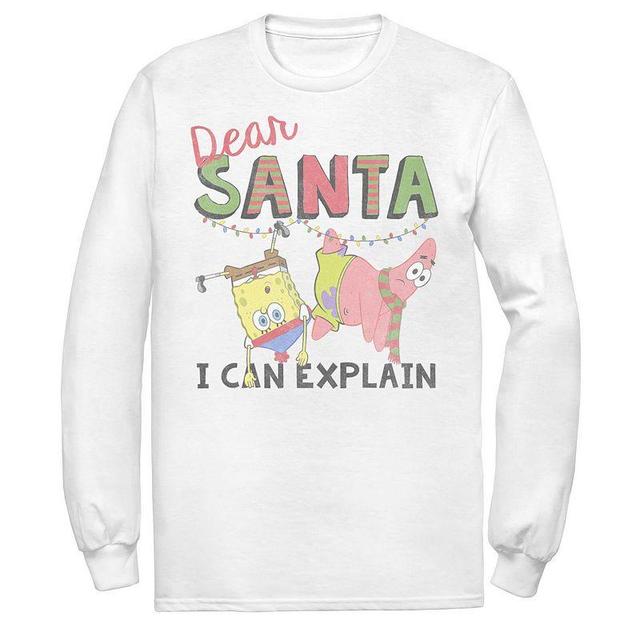 Mens Nickelodeon SpongeBob SquarePants Santa I Can Explain Long Sleeve Graphic Tee Product Image