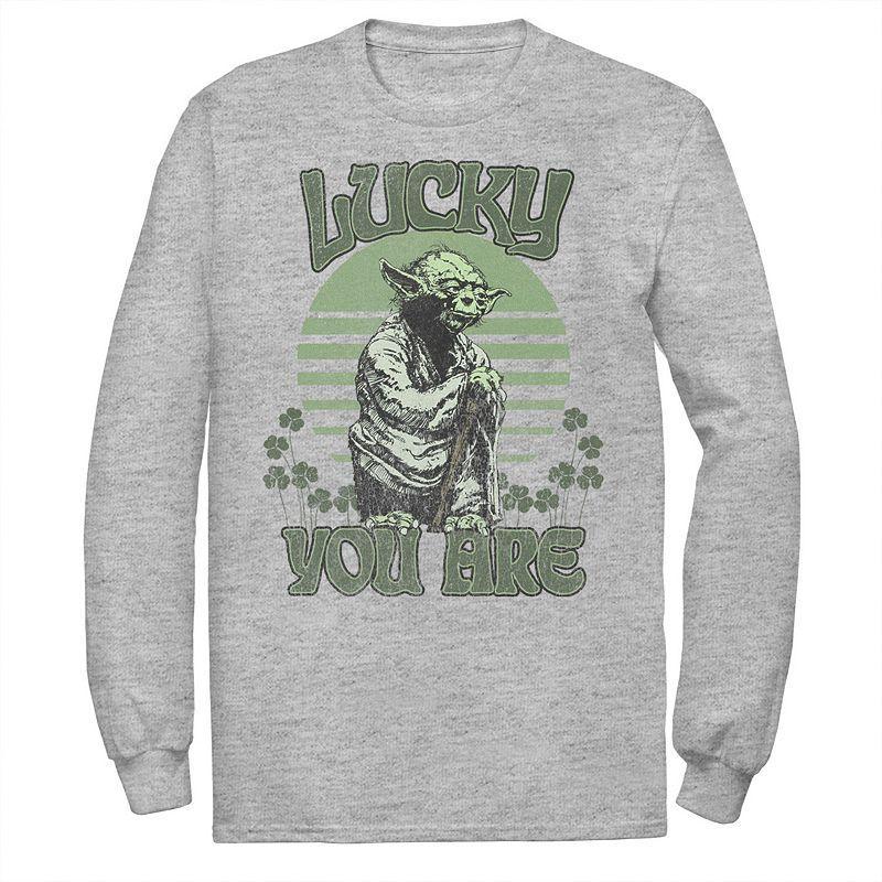 Mens Star Wars Yoda Lucky You Are Retro St. Patricks Day Tee Athletic Grey Product Image