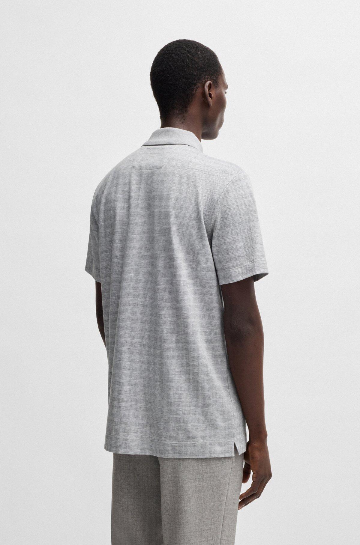 Relaxed-fit polo shirt in cotton-silk checked jacquard Product Image