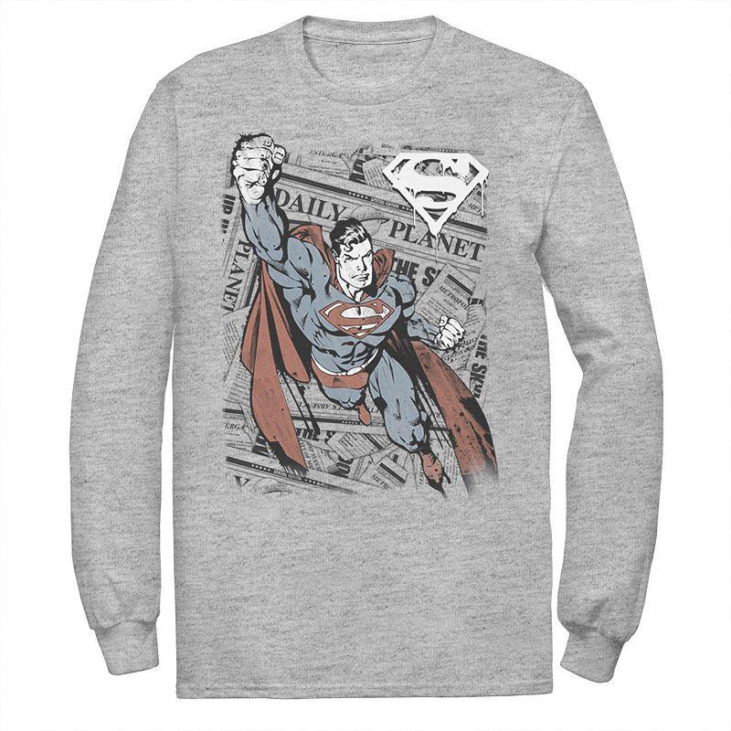 Mens DC Comics Superman Daily Planet Background Poster Tee Athletic Grey Product Image