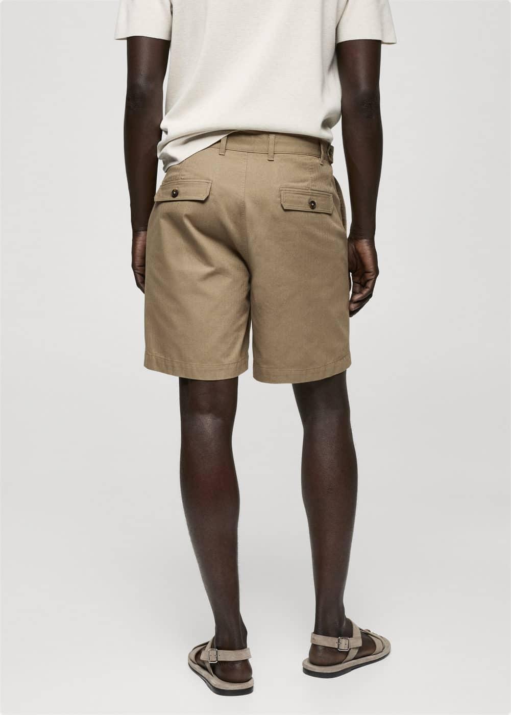 MANGO MAN - 100% herringbone cotton Bermuda shorts khakiMen Product Image