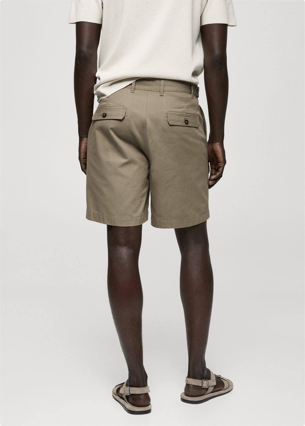 MANGO MAN - 100% herringbone cotton Bermuda shorts khakiMen Product Image