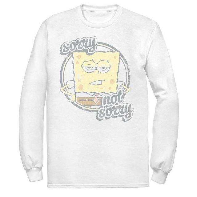 Mens Spongebob Sorry Not Sorry Distressed Circle Portrait Long Sleeve Tee Product Image