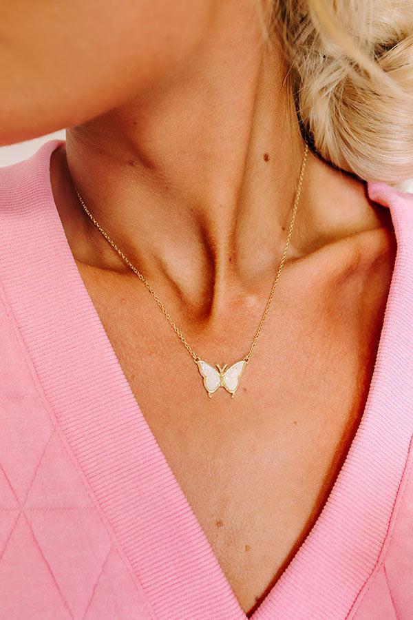 Butterfly Kisses Druzy Necklace in White Product Image