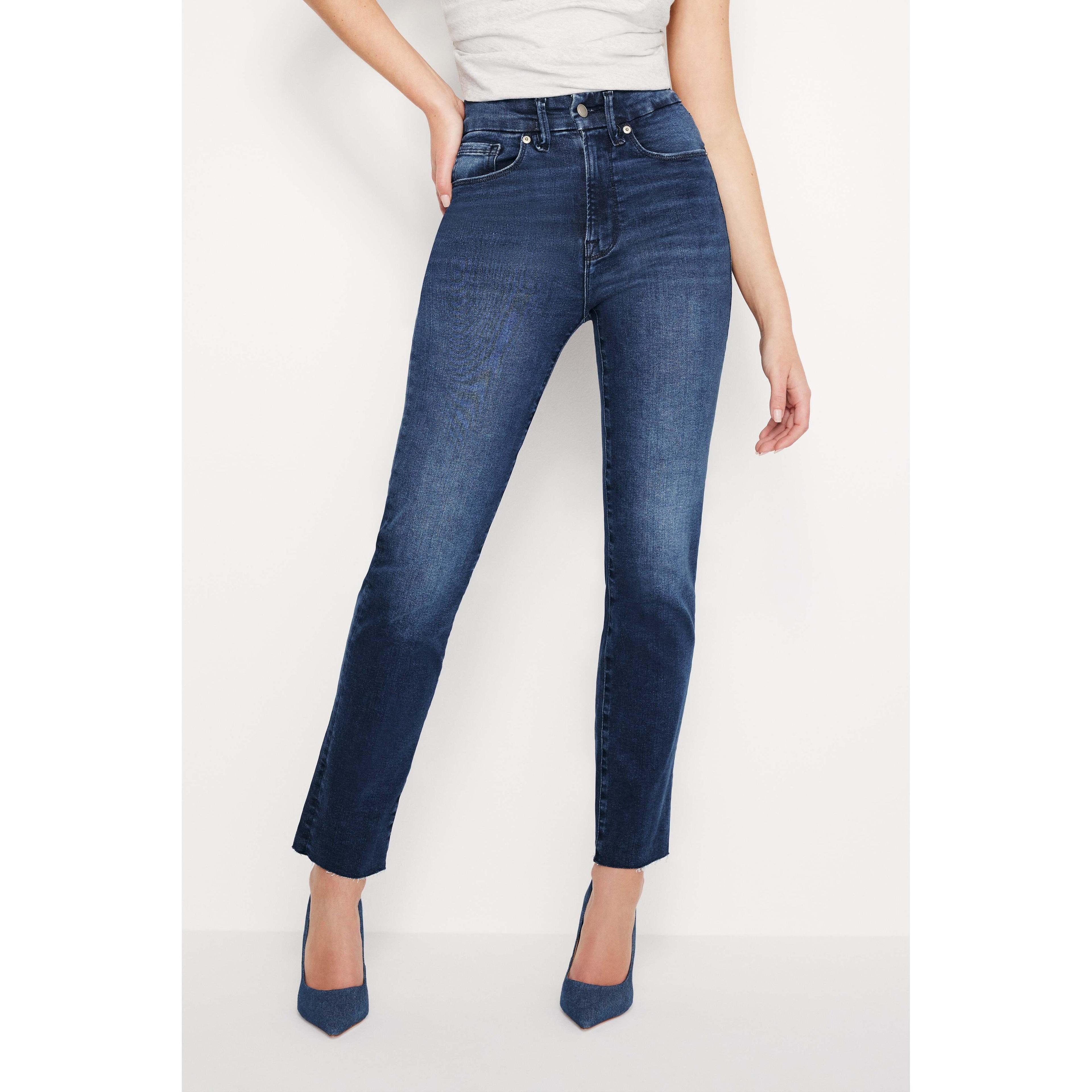 Womens Always Fits Good Classic Slim Straight Jeans | Indigo, Size 6-12 | Good American by Khlo Kardashian Product Image