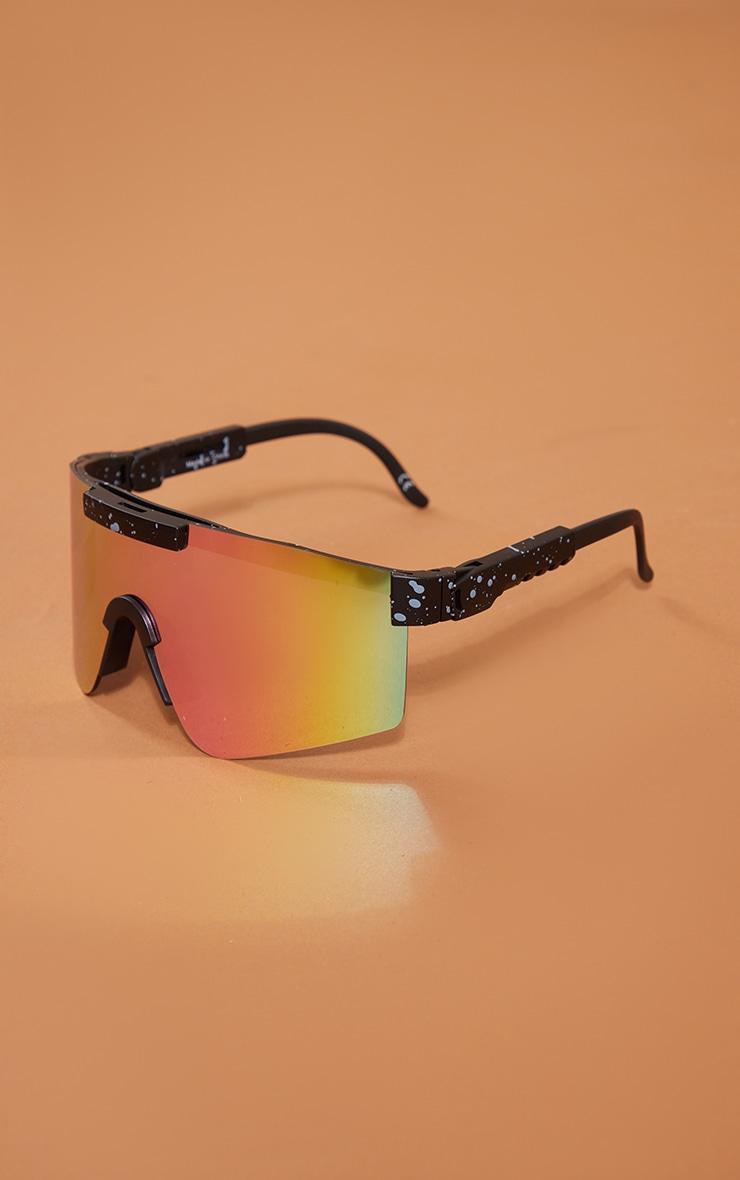 Black Mirrored Frameless Visor Sunglasses Product Image