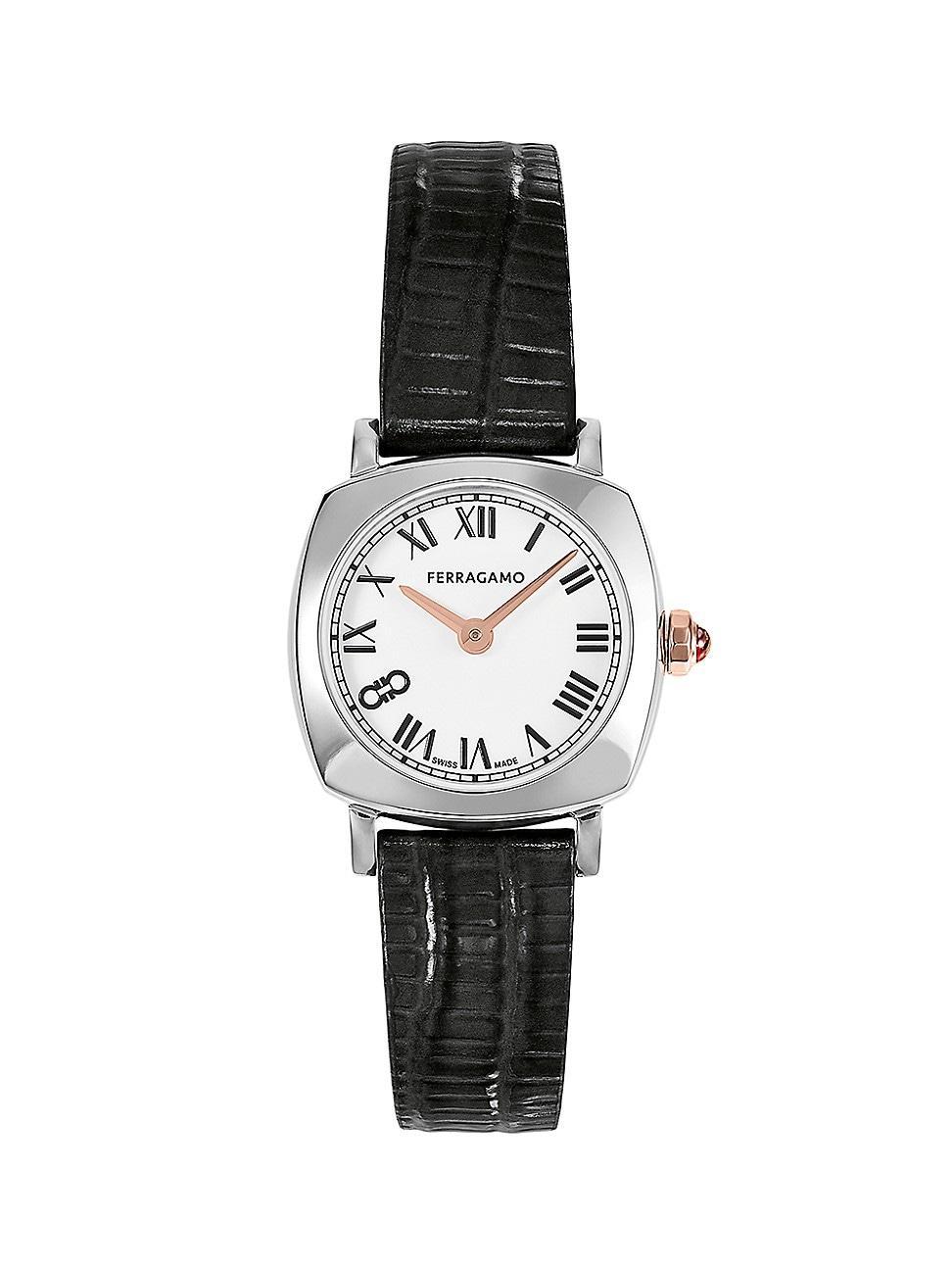 Salvatore Ferragamo Womens Swiss Black Leather Strap Watch 23mm Product Image