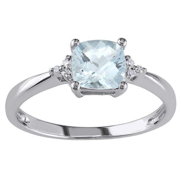 Stella Grace 10k White Gold Aquamarine & Diamond Accent Solitaire Ring, Womens Product Image