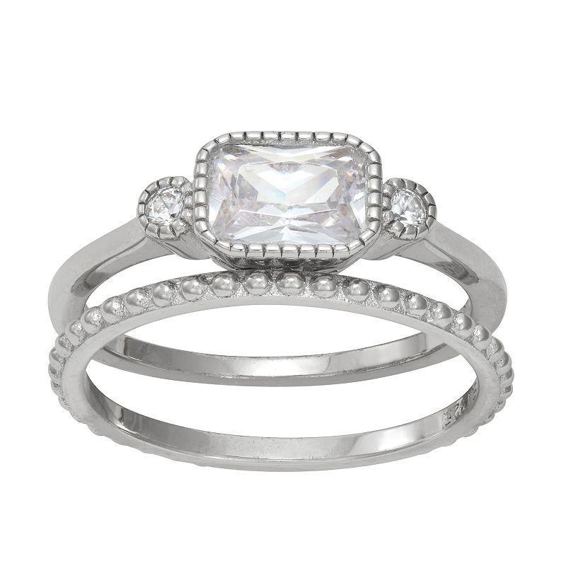 Contessa Di Capri Cubic Zirconia Ring Set, Womens White Product Image