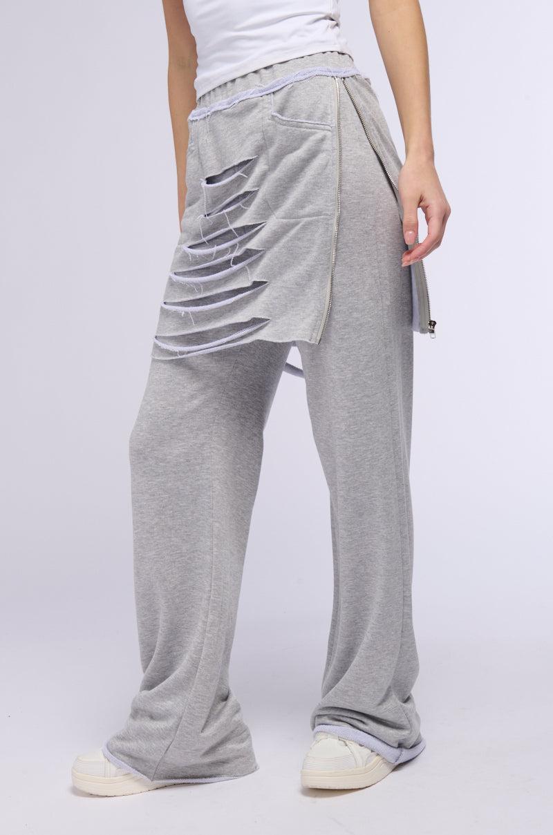 RAIN LAYERED SHREDDED SKIRT OVERLAY SWEATPANT Product Image