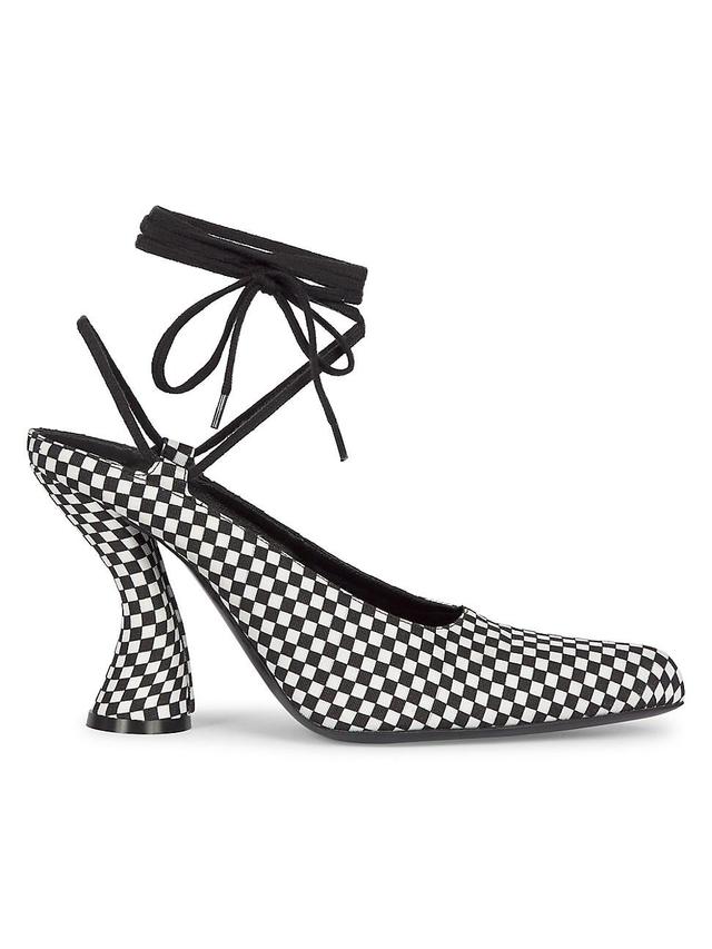 Womens 95MM Checkerboard Ankle-Wrap Pumps Product Image