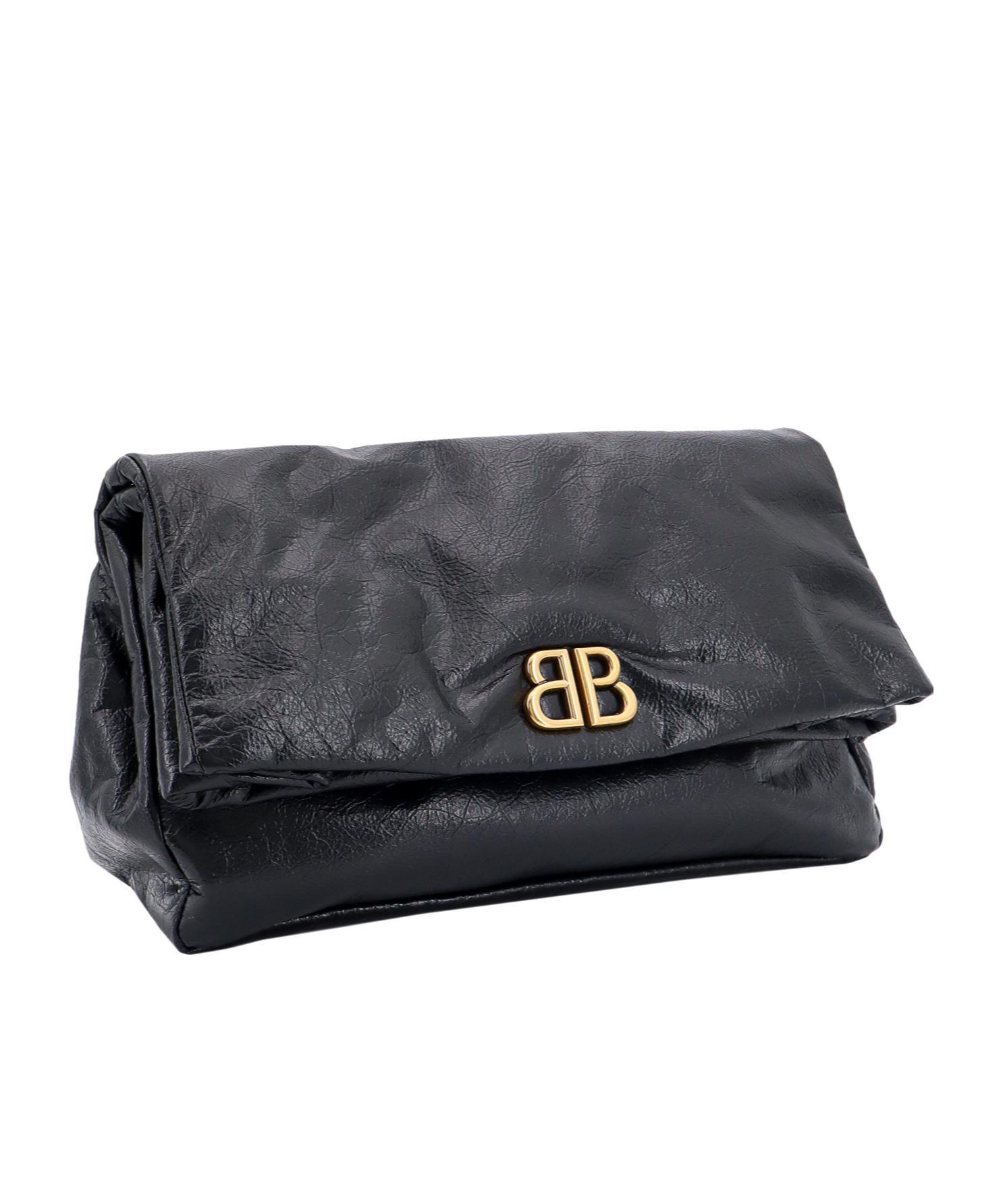 BALENCIAGA Monaco Bb Monogram Clutch Bag In Black Product Image