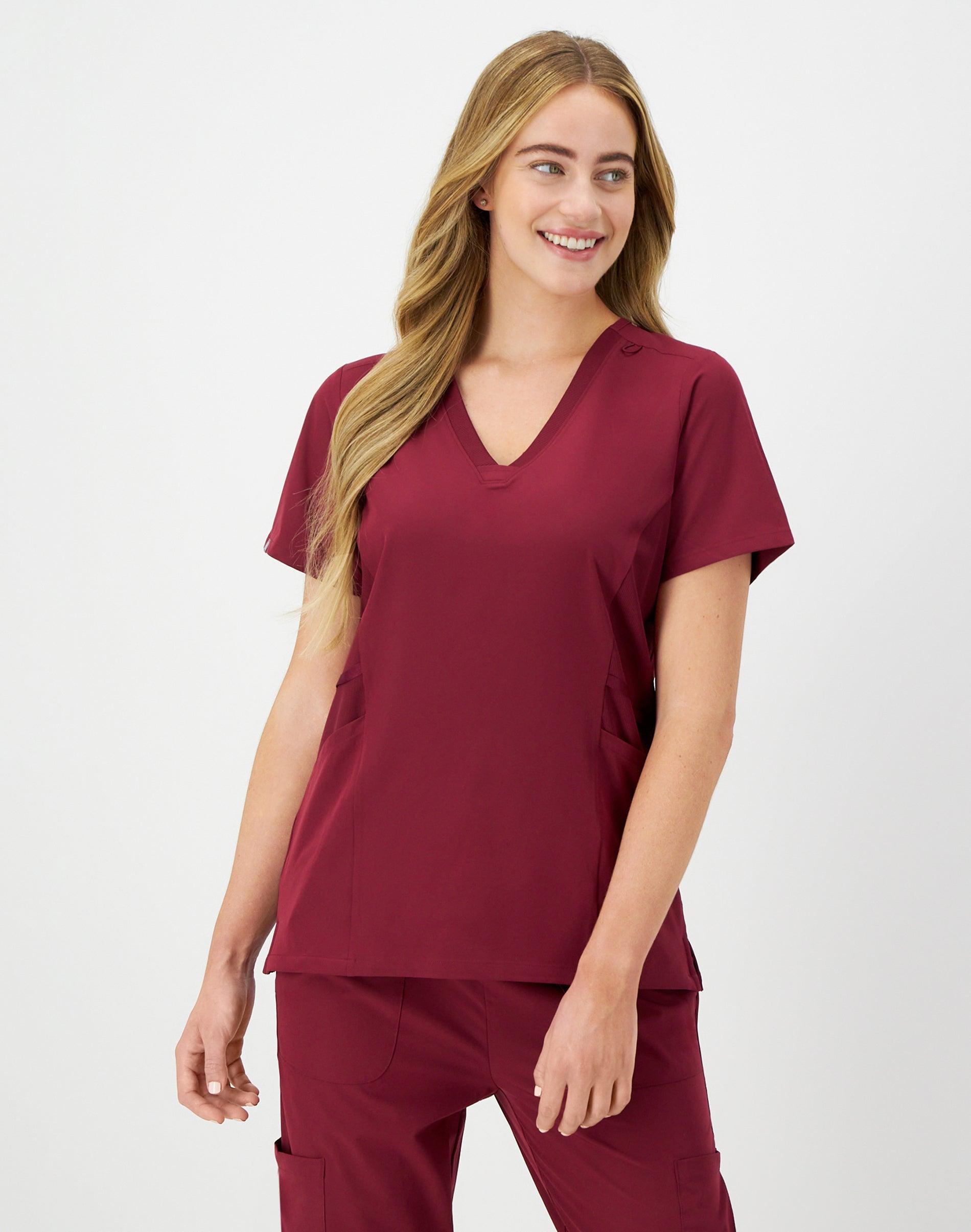 Hanes Comfort Fit Scrubs Womens Scrub Top Afternoon Burgundy S Product Image