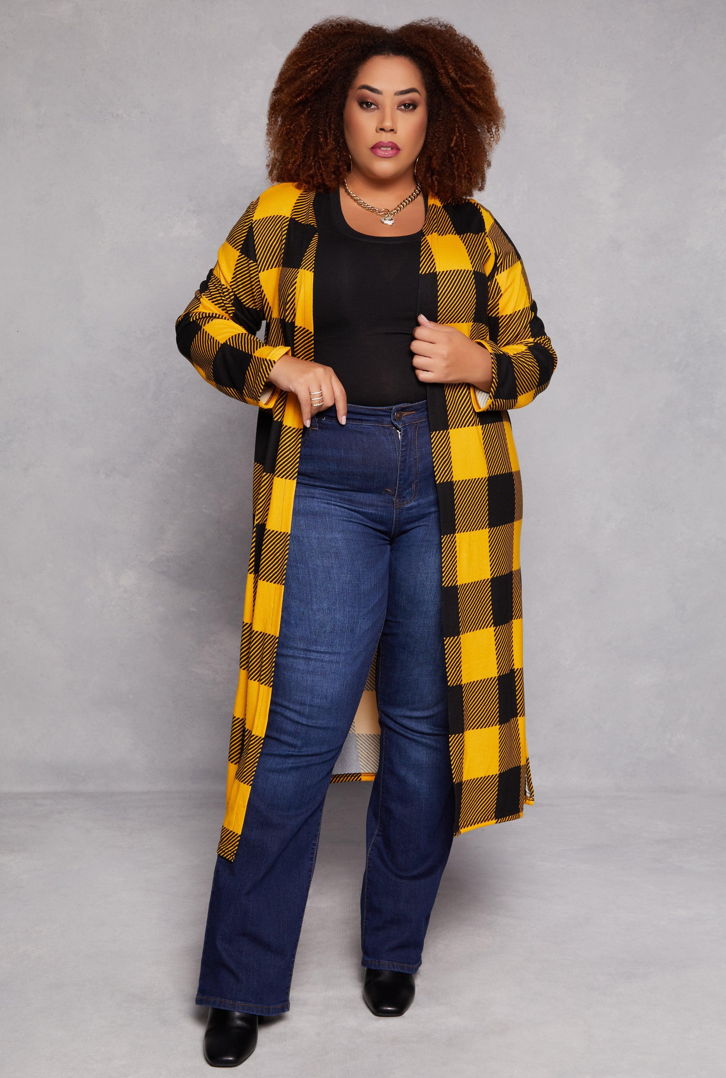 Womens Plus Size Plaid Open Front Duster product image