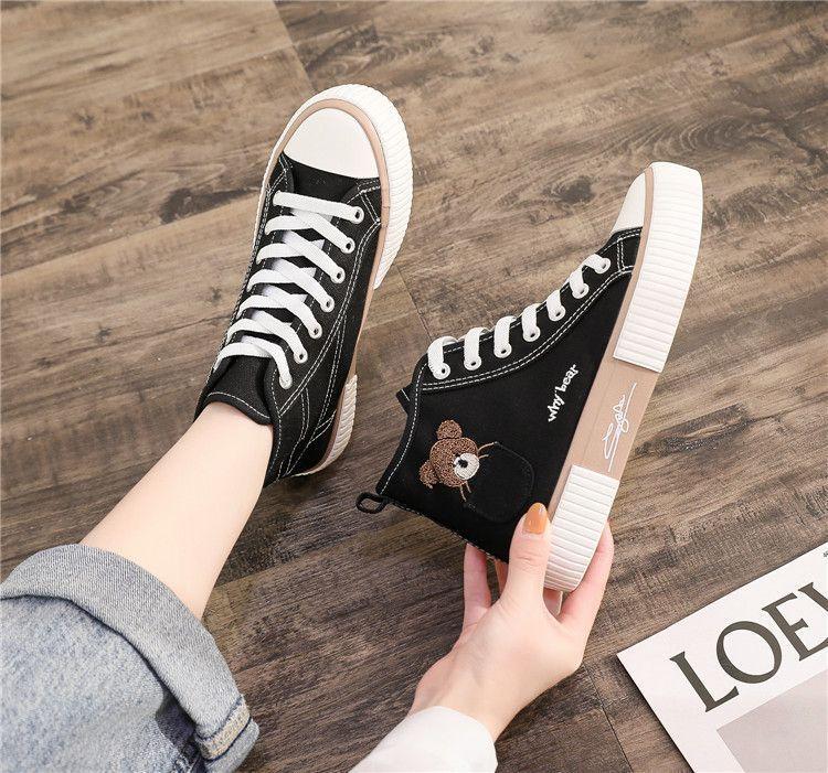 Embroidered Lace Up High Top Sneakers Product Image