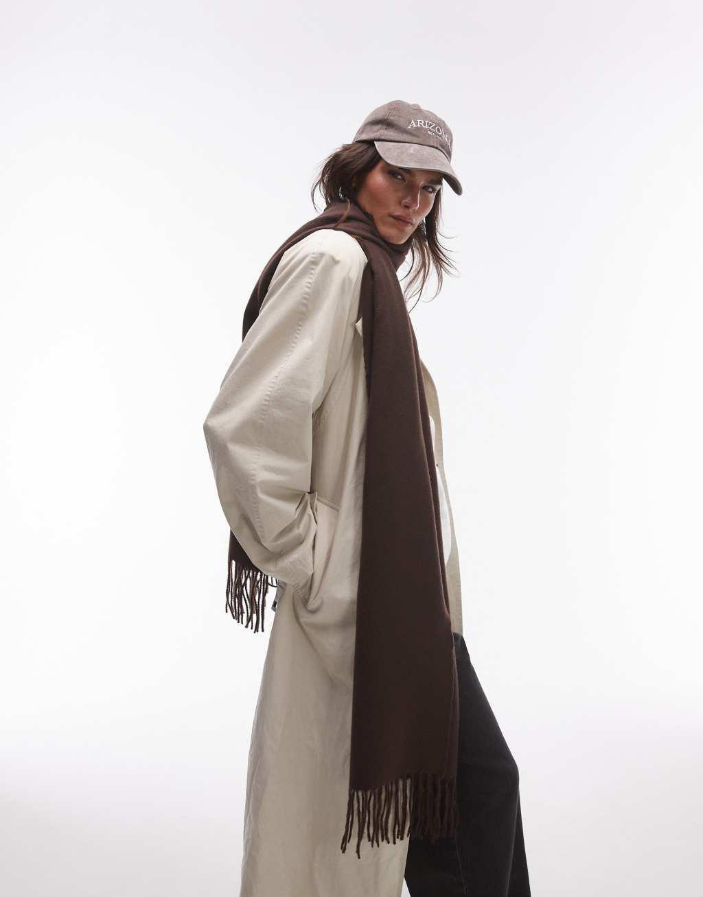 Topshop Simone supersoft blanket scarf in chocolate product image