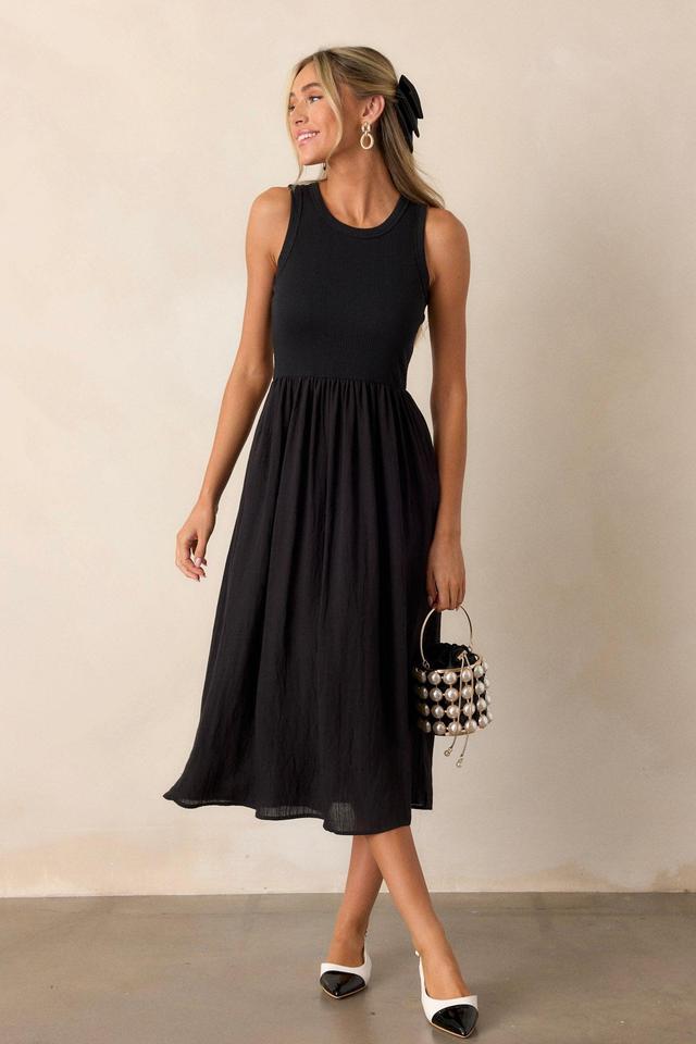 Find The Answer Black Ribbed Midi Dress Product Image