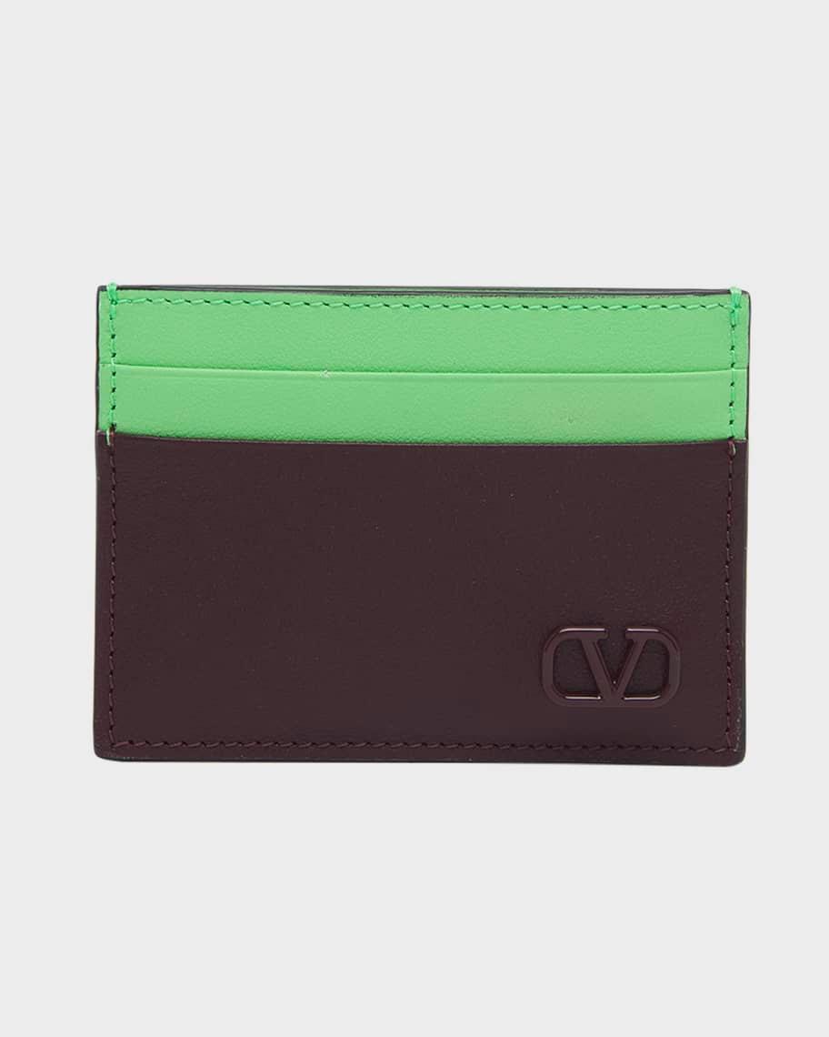 Men's Mini VLogo Bicolor Leather Card Holder Product Image