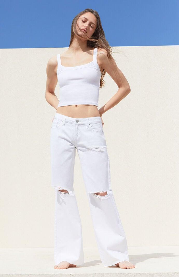 Women's Ripped Low Rise Girlfriend Jeans - Product Image