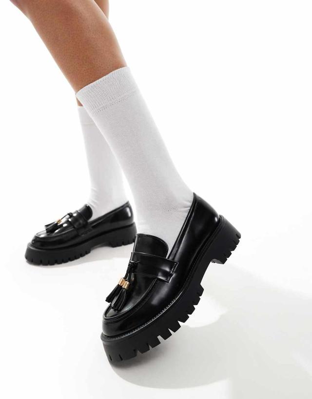 SEQWL chunky tassel loafers in black box Product Image