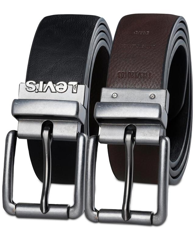 Men's Logo Buckle Stretch Reversible Leather Belt Product Image