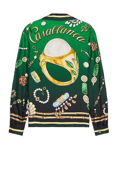 Casablanca Cuban Collar Long Sleeve Shirt Green. (also in ). Product Image