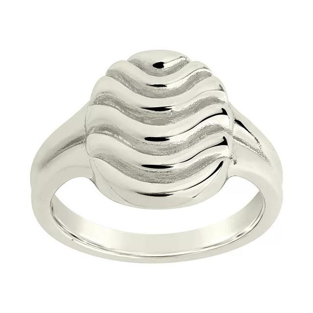 MC Collective Wavy Signet Ring, Womens Silver Tone Product Image