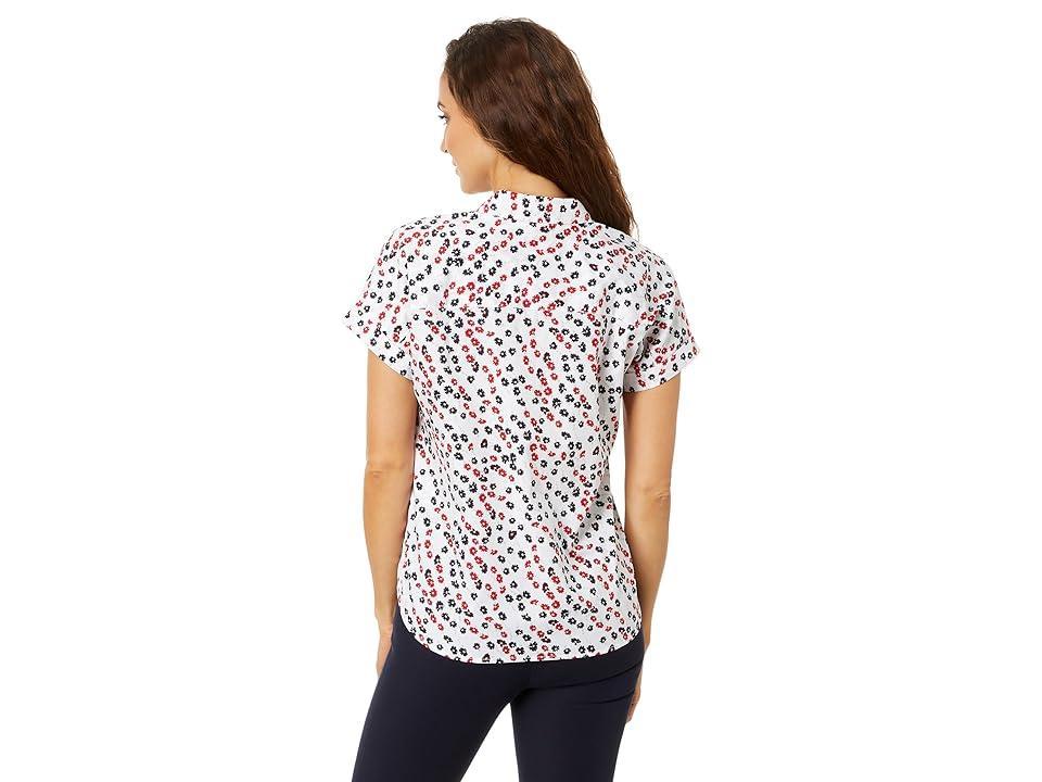 Tommy Hilfiger Short Sleeve Ditsy Floral Shirt (Scarlet Multi) Women's Clothing Product Image