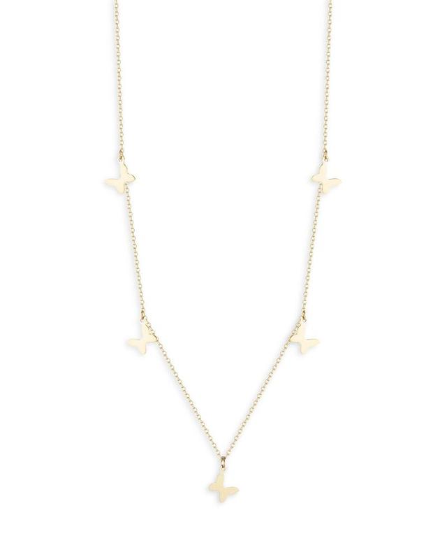 Moon & Meadow 14K Yellow Gold Butterfly Charm Collar Necklace, 16 Product Image