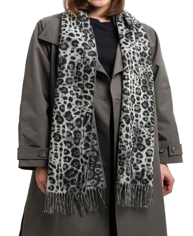 Fraas Womens Leo Leopard-Print Fringe-Trim Scarf Product Image