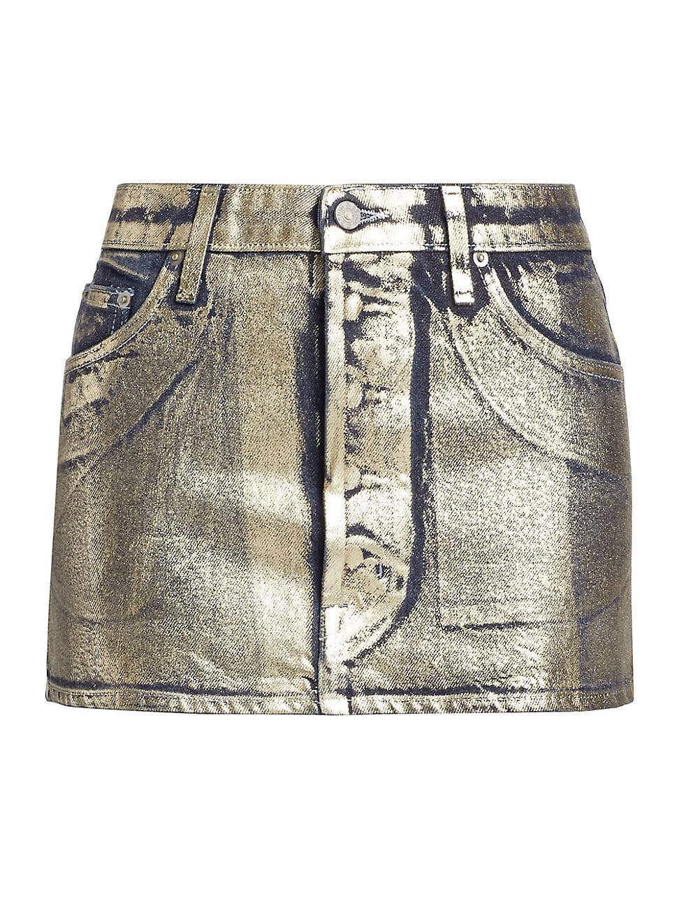 Womens Metallic Foil Miniskirt Product Image