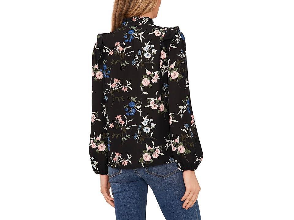 CeCe Floral Button-Up Pin Tuck Long Sleeve Blouse (Rich ) Women's Clothing Product Image