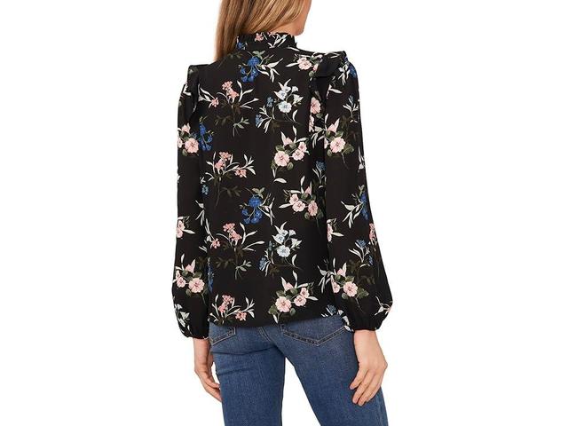 CeCe Floral Print Ruffle Pintuck Blouse Product Image