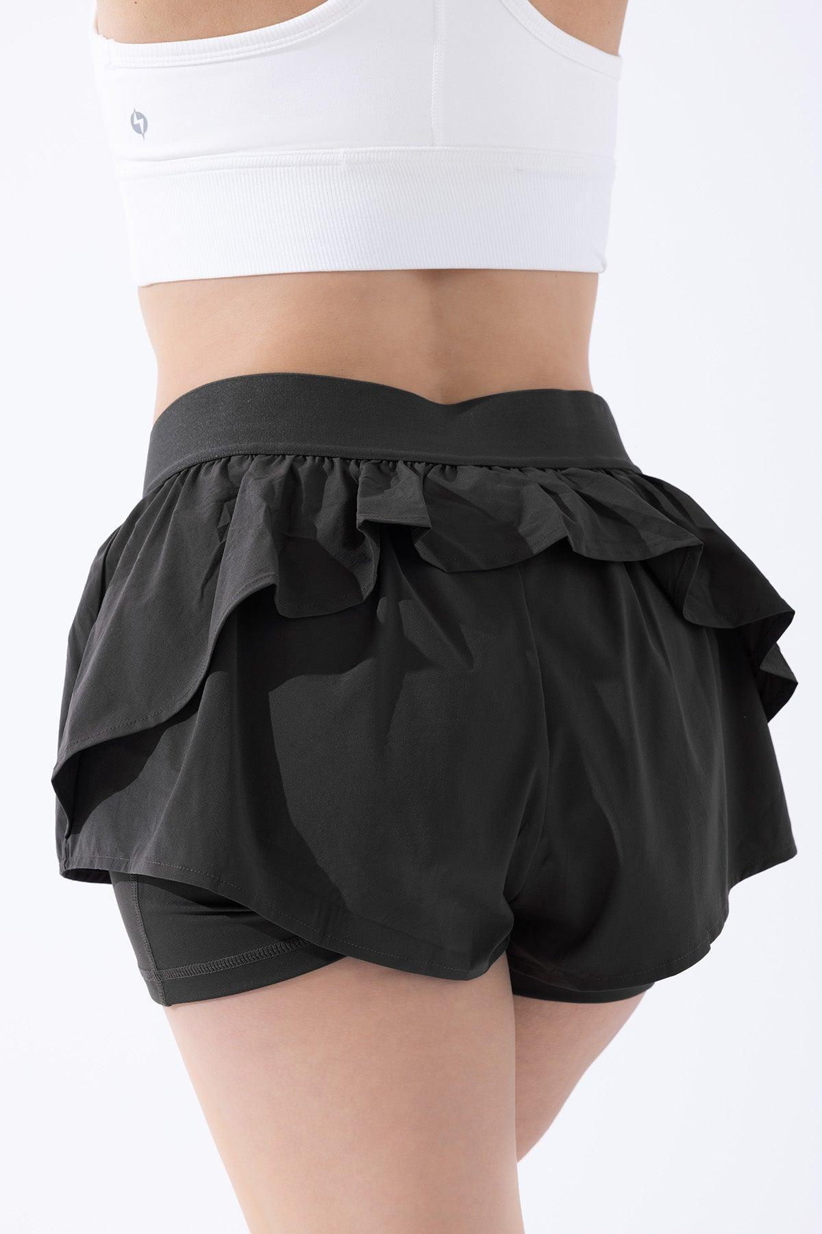 On the Run Ruffle Short - Black Product Image