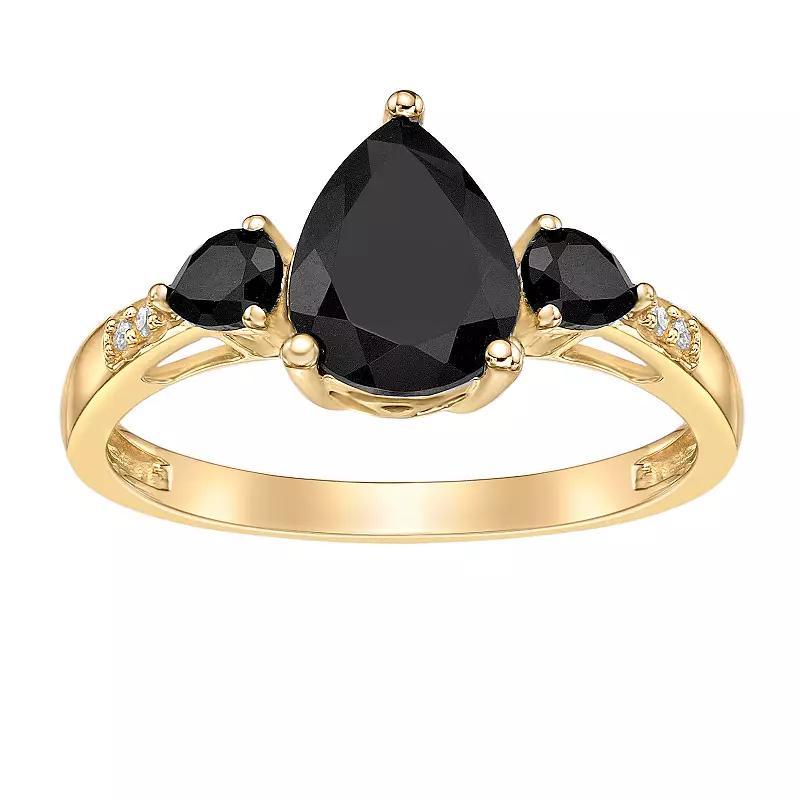 Gemminded 10k Gold Onyx & Diamond Accent Ring, Womens Product Image