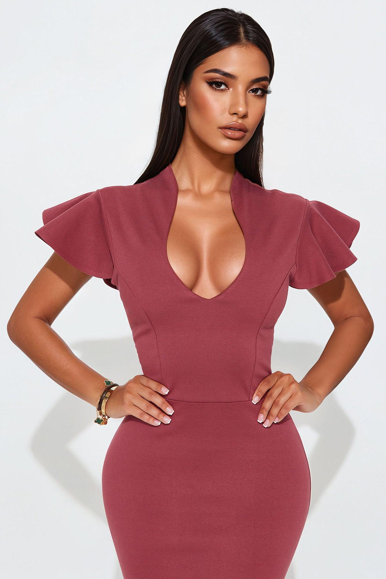 Business Babe Ponte Midi Dress - Marsala Product Image