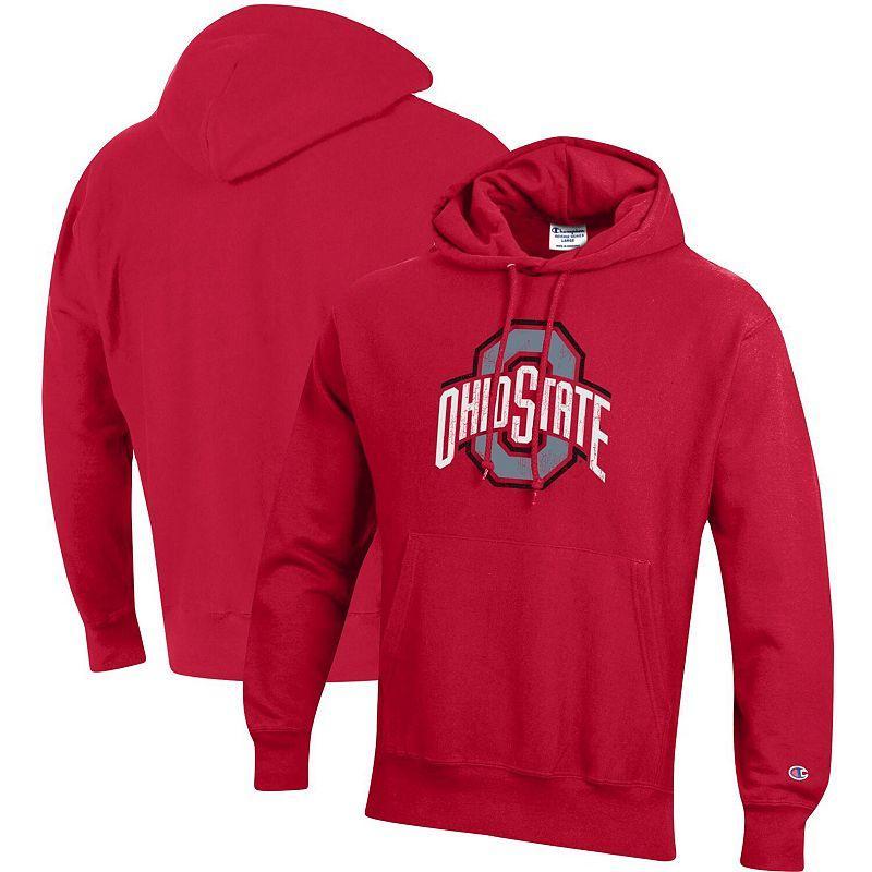 Mens Champion Scarlet Ohio State Buckeyes Vault Logo Reverse Weave Pullover Hoodie Product Image