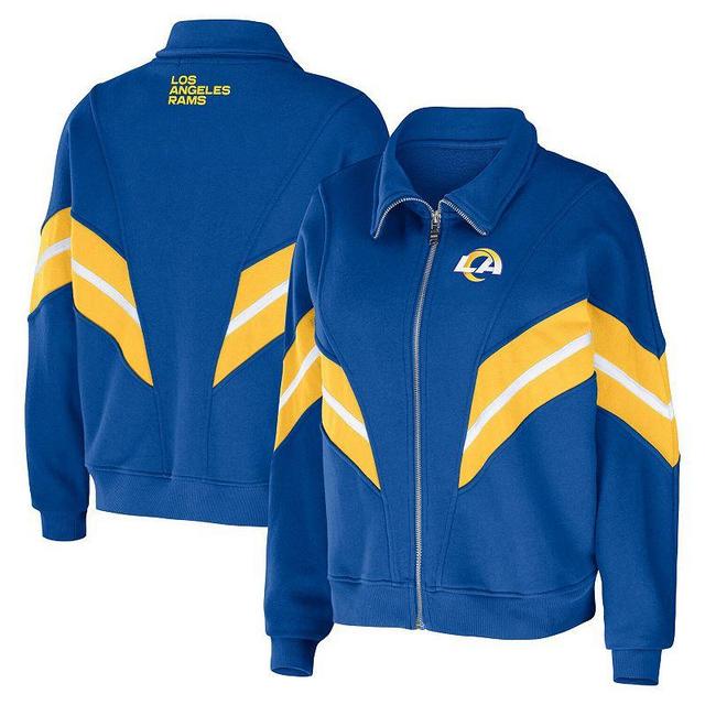 Womens WEAR by Erin Andrews Royal Los Angeles Rams Yarn Dye Stripe Full-Zip Jacket Product Image