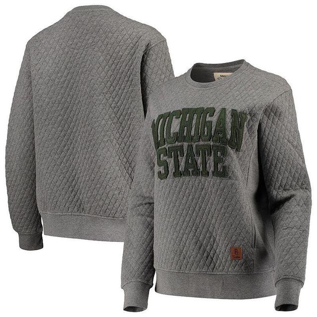 Womens Pressbox Heather Charcoal Michigan State Spartans Moose Quilted Pullover Sweatshirt Product Image